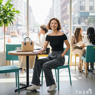 Áo thun gân trễ vai basic dạo phố siêu xinh