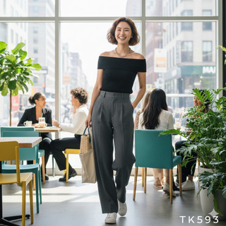 Áo thun gân trễ vai basic dạo phố siêu xinh