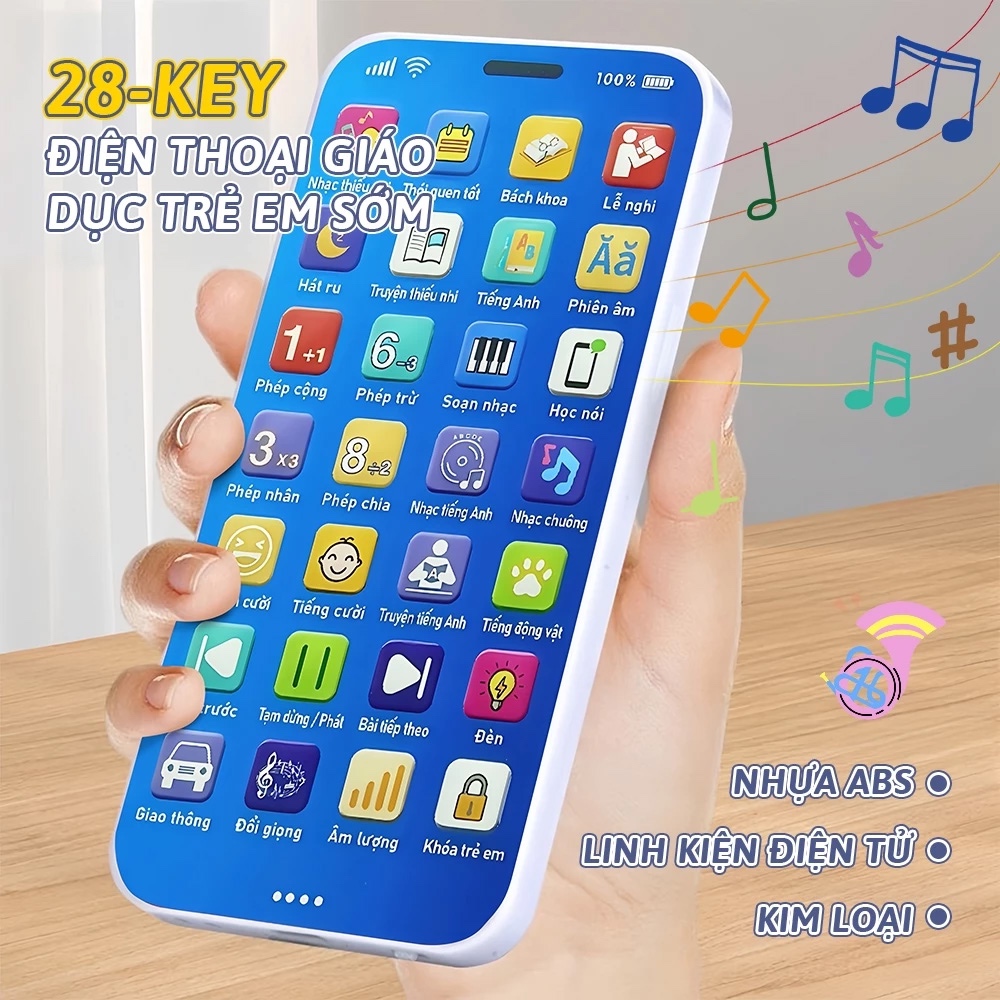 Điện thoại đồ chơi trẻ em Nội dung phong phú Bài hát thiếu nhi Việt Nam Đèn LED nhạc sống động