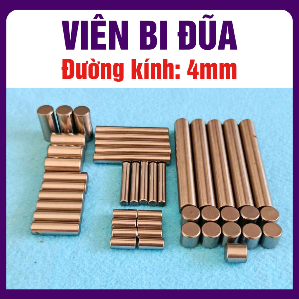 Viên bi đũa đường kính 4mm, chiều dài từ 4mm đến 60mm (10 viên/combo)