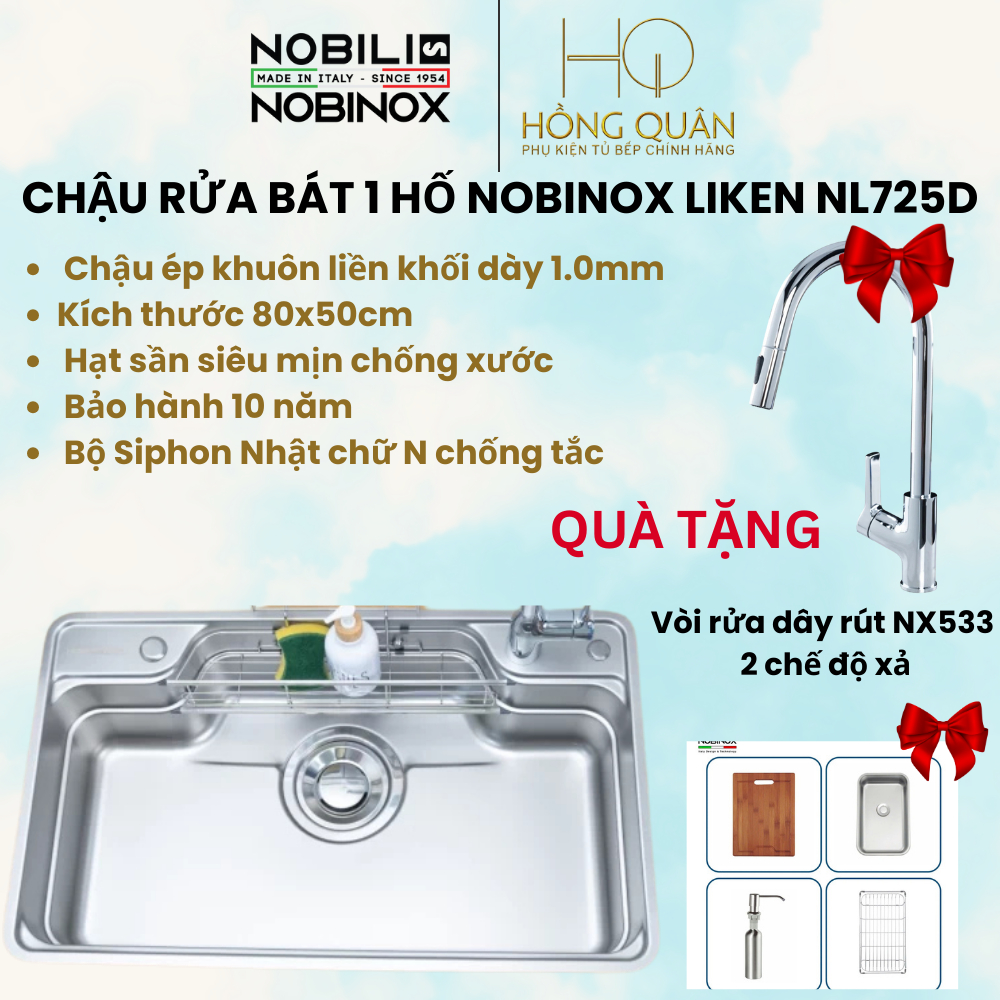 CHẬU RỬA BÁT 1 HỐ NOBINOX LIKEN NL792D. CHÍNH HÃNG.