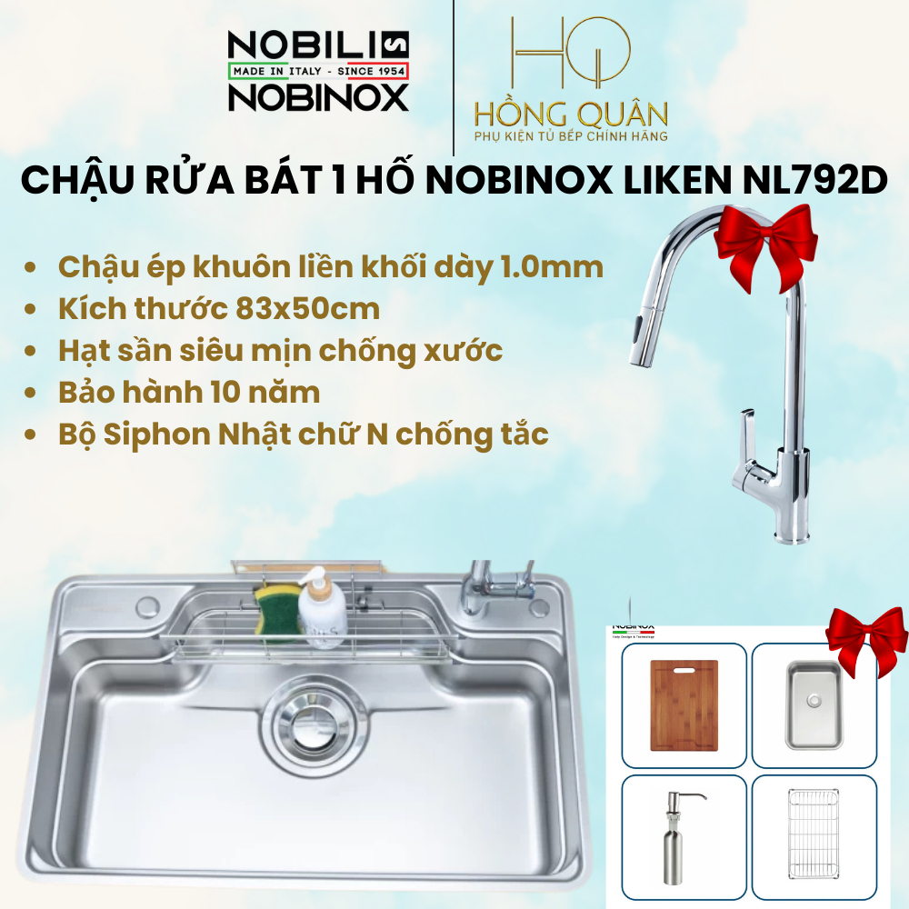 CHẬU RỬA BÁT 1 HỐ NOBINOX LIKEN NL792D CHÍNH HÃNG