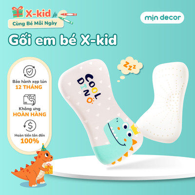 Gối Cao Su Non Cho Bé Từ 3 Đến 11 Tuổi X-Kid Mịn Dceor - Chống Méo Đầu, Đổ Mồ Hôi, Tạo Giấc Ngủ Ngon