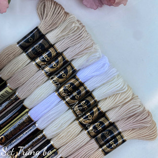 Set 12 Tép Chỉ Airo Tông Màu Trắng Be