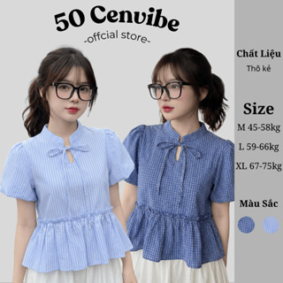  Áo Kiểu Nữ Babydoll Tay Phồng Buộc Dây Có Bigsize 45-75kg Phong Cách Korea Dáng Vừa Cộc Tay  50 Cents Clothing  #305 