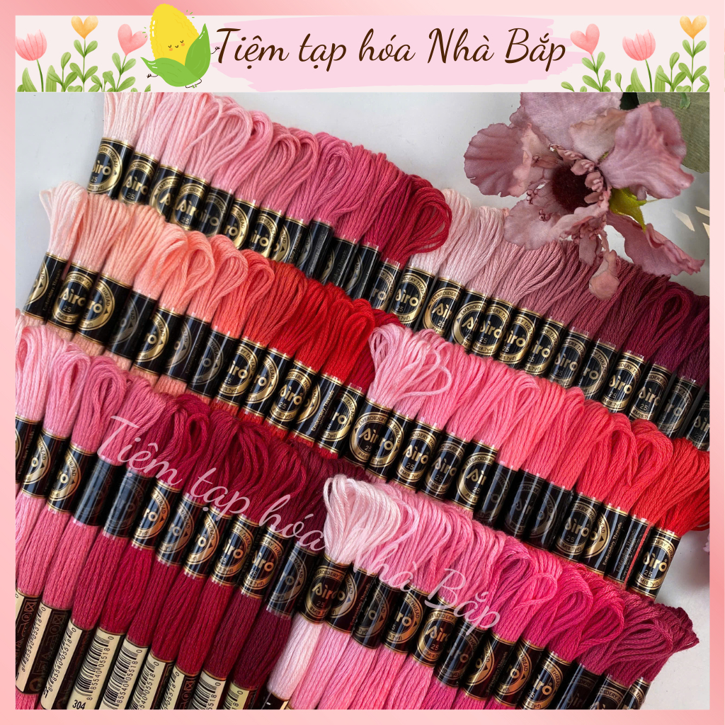 Set 12 Tép Chỉ Airo Tông Hồng Đỏ