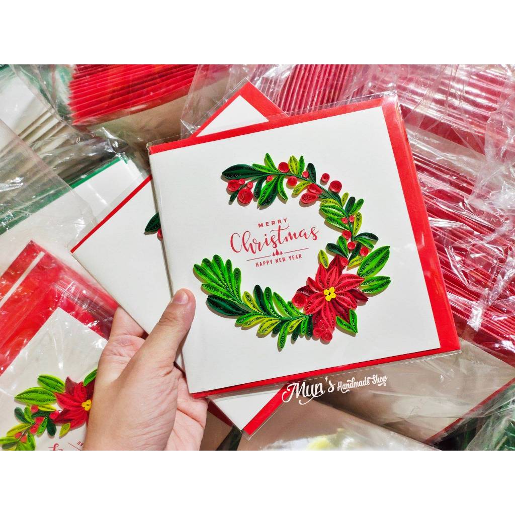 [40 MẪU] Thiệp giấy xoắn Giáng Sinh Noel - Christmas Quilling Card