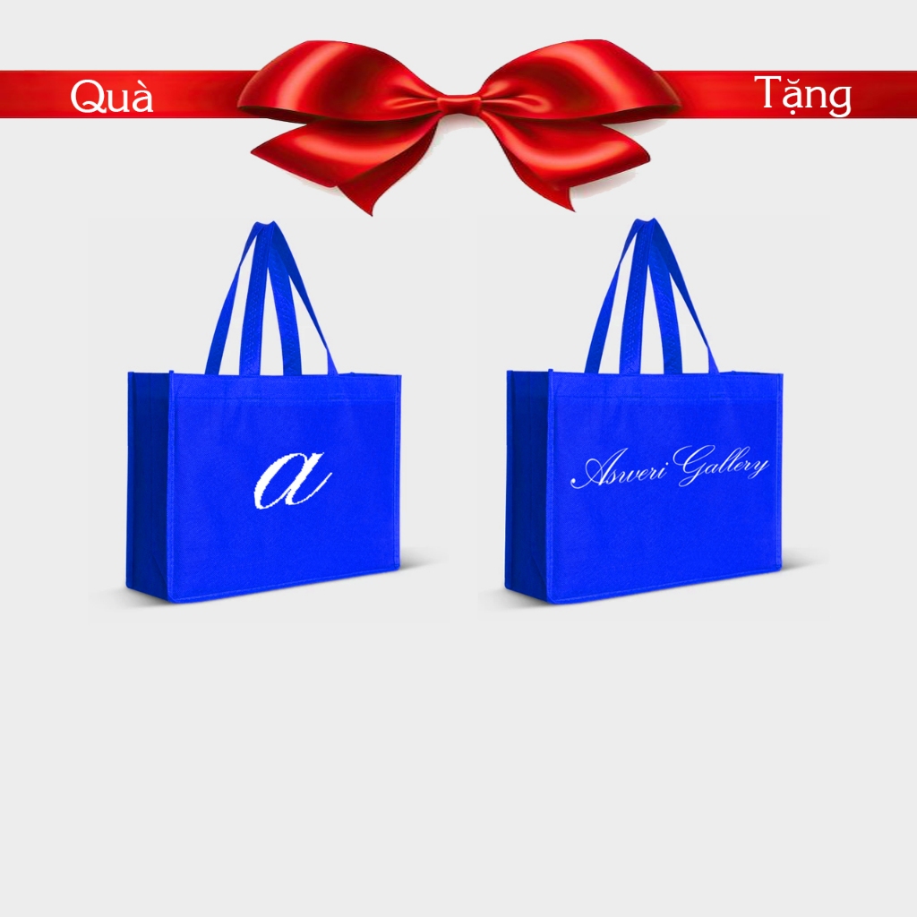 [Quà Tặng] Túi  ASWERI tote shopping bag vải không dệt màu XANH