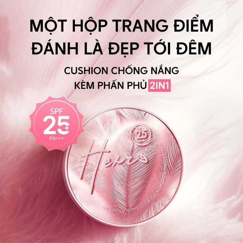 Cushion 2in1 kèm phấn phủ HEXZE (Cushion 13g+phấn phủ 6.5g) hỗ trợ chống nắng, kiềm dầu lâu trôi