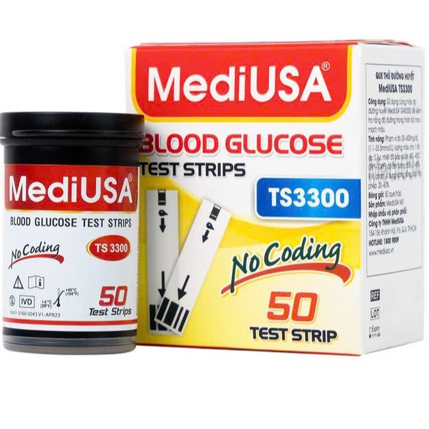 Que Thử Đường Huyết MediUSA TS3300 – Que Test Glucose Lấy Máu Nhỏ, Chính Xác, Tiện Dụng Tại Nhà (Hộp
