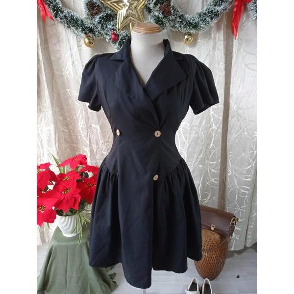 LUX W FASHION thanh lý - Đầm cổ bẻ tà xòe bymo - SIZE S