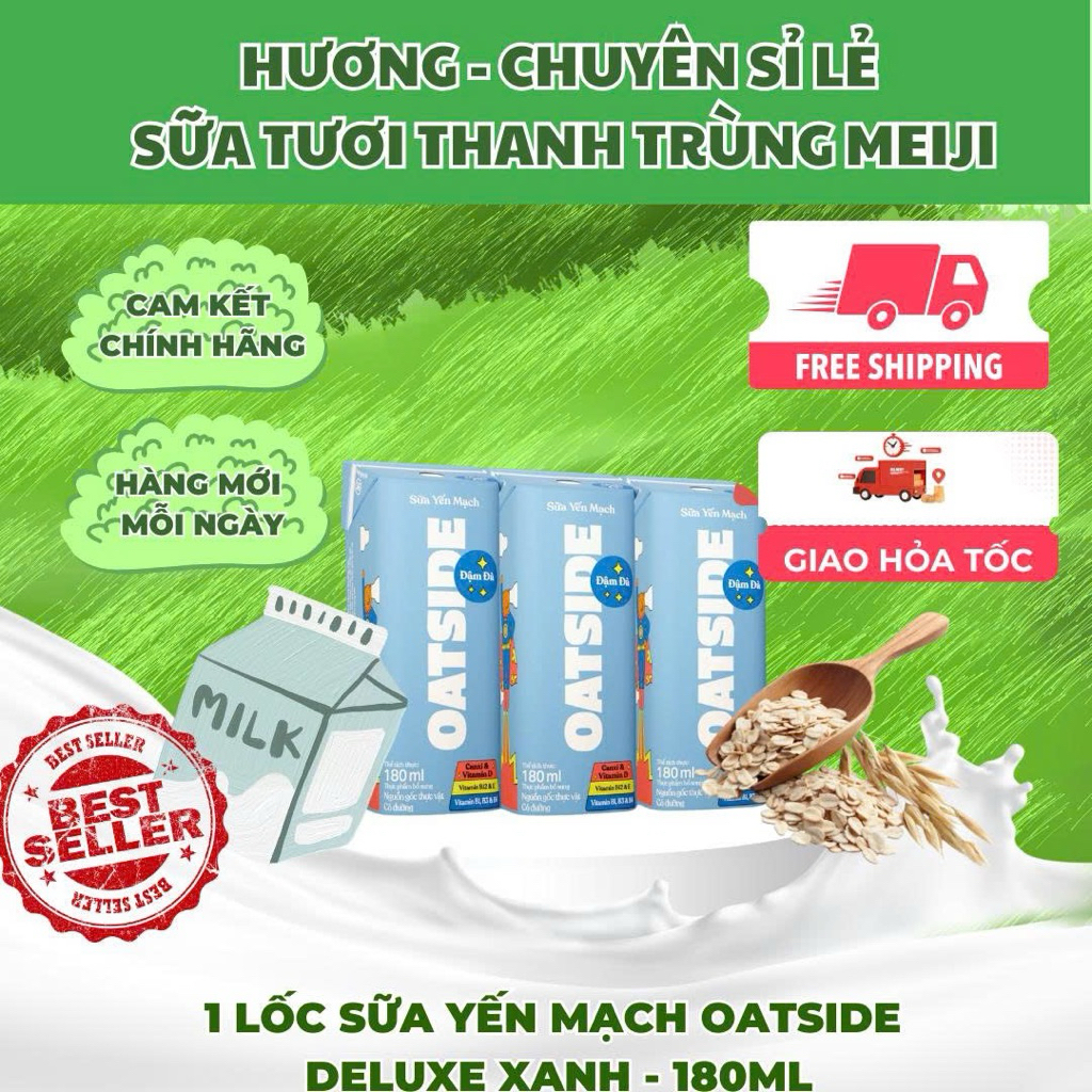 Lốc - sữa yến mạch Oatside Xanh 180ml
