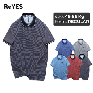  Áo polo nam trung niên có túi sọc nhỏ vải cotton cao cấp form rộng cho bố ReYES RCP004 màu xanh xám đỏ 