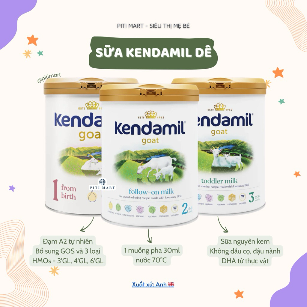 Sữa Kendamil Dê đủ số 1, 2, 3 hàng nhập chính hãng