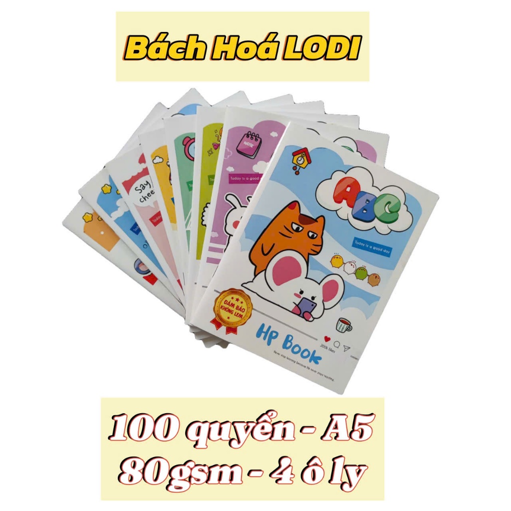 ✅ [100 Quyển - 80 Gsm] Tập Học Sinh Cao Cấp A5 96 Trang HP Book- 4 Ô ly Caro - Viết Không Lem