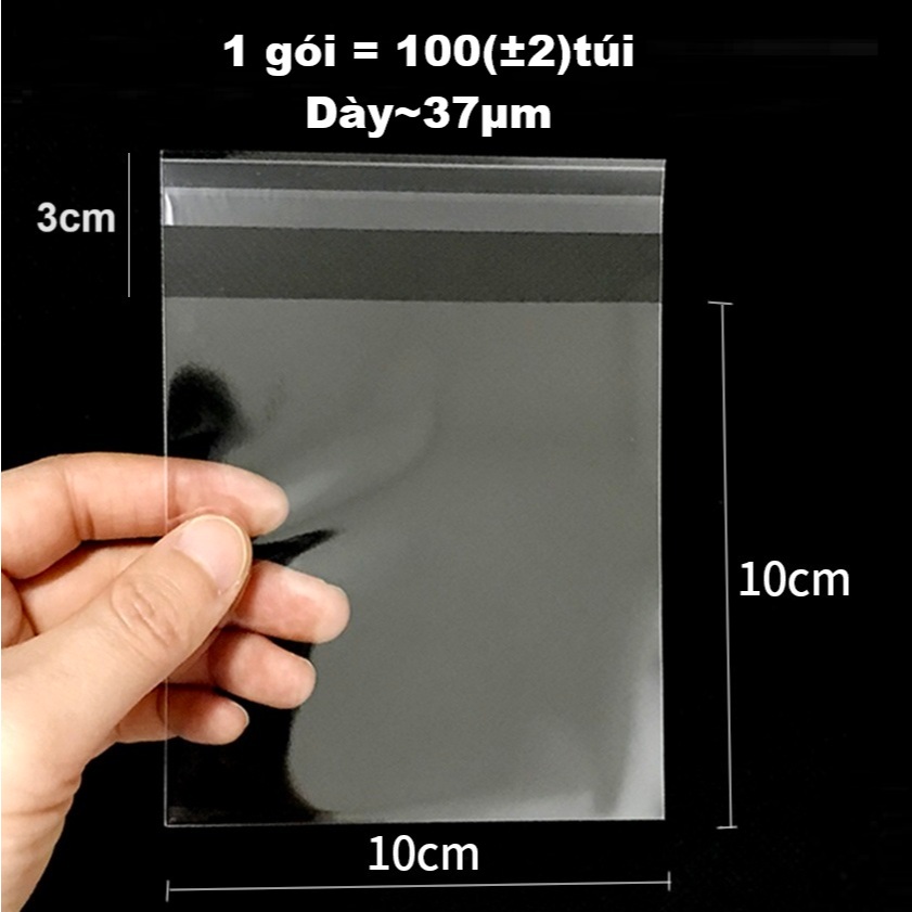 100 (±2)Túi OPP trong suốt 10x10 dán miệng đựng bánh kẹo