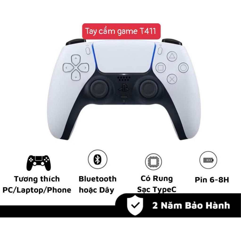 Tay cầm chơi game P4 T411, tay cầm chơi game không dây bluetooth, tay cầm chơi FC Online full skills