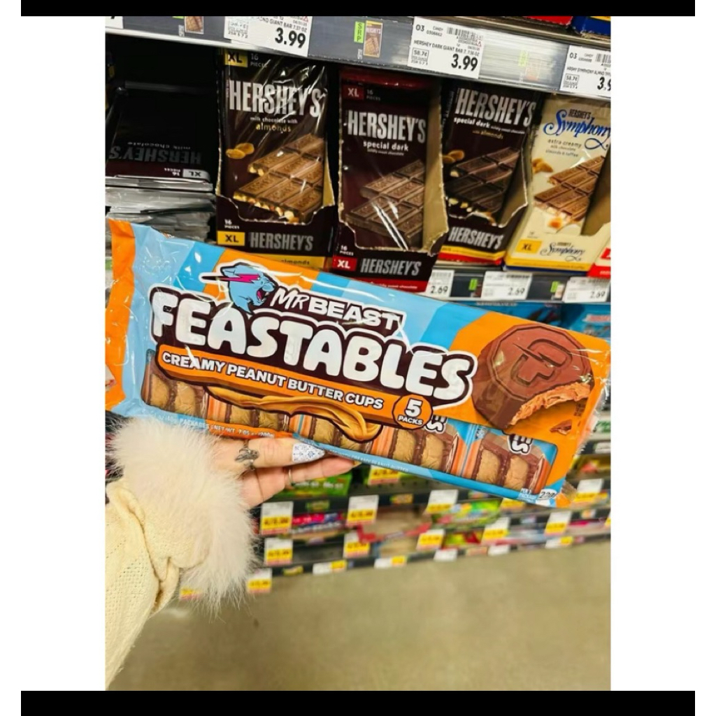 SOCOLA SỮA NHÂN SỐT KEM BƠ ĐẬU PHỘNG CHẢY CỦA MỸ MR BEAST FEASTABLES CREAMY PEANUT BUTTER CUPS LỐC 5