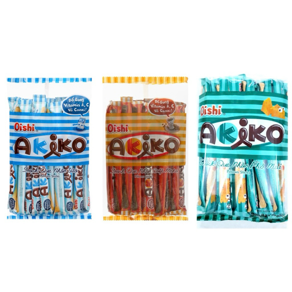 BÁNH QUE OISHI AKIKO NHÂN CAFE MOKA/ SỮA/ PHÔ MAI/ SỮA DỪA/ CUSTARD 160G