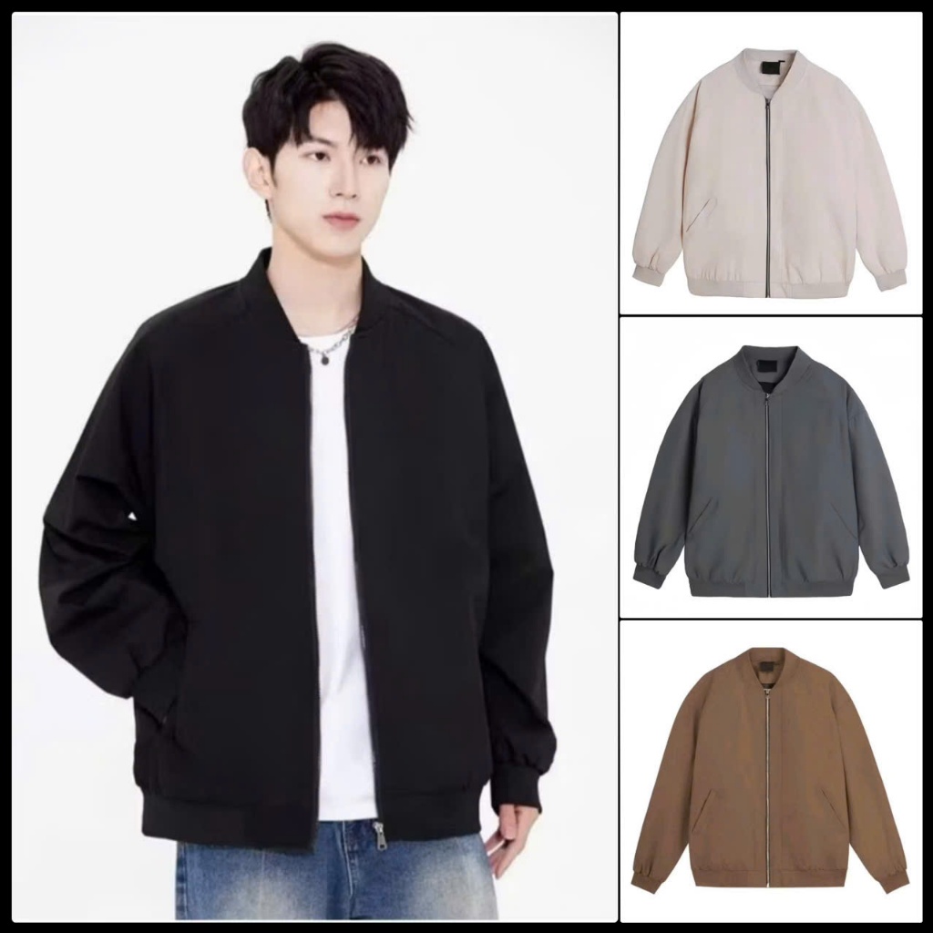 Áo khoác Bomber dù hai lớp trượt nước cả gió chống tia UV menwear jacket