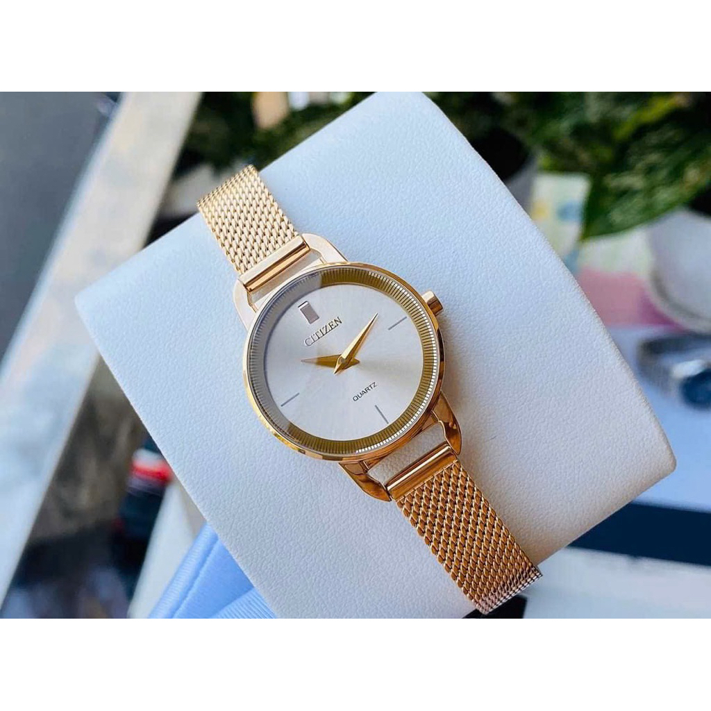 [Chính Hãng 100%] Đồng Hồ Nữ Citizen EZ7003-51X (7003) Máy Quartz (Pin) Kính Cứng Mặt Siz 26mm Fullb
