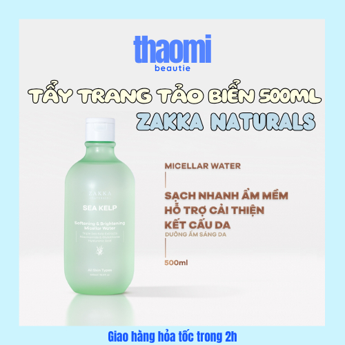 Nước Tẩy Trang Tảo Biển Sạch Mềm Mịn Và Hỗ Trợ Sáng Da Zakka Naturals 500ml