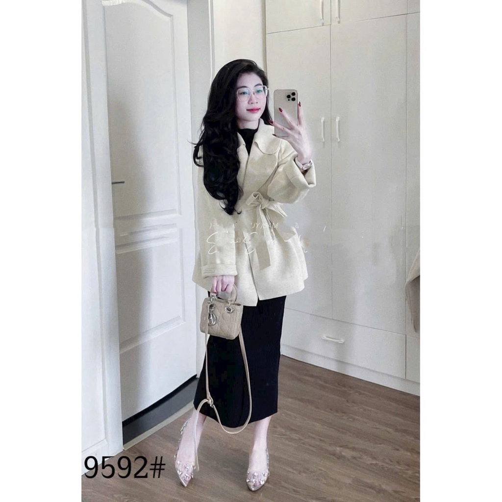 Áo dạ kẻ nữ, áo khoác blazer dạ vest dáng lỡ