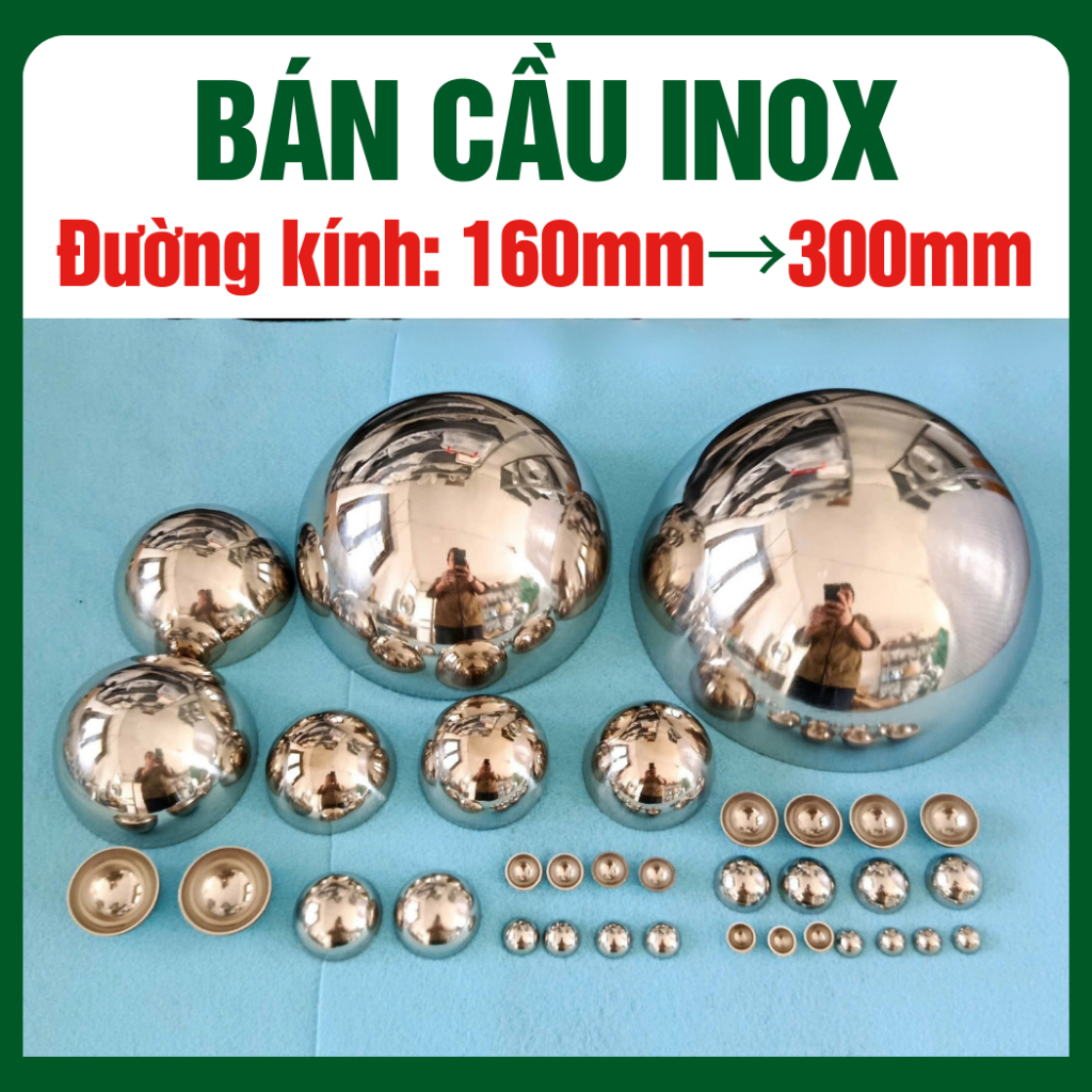 Bán cầu Inox201,hến inox trang trí đường kính từ 160mm đến 300mm