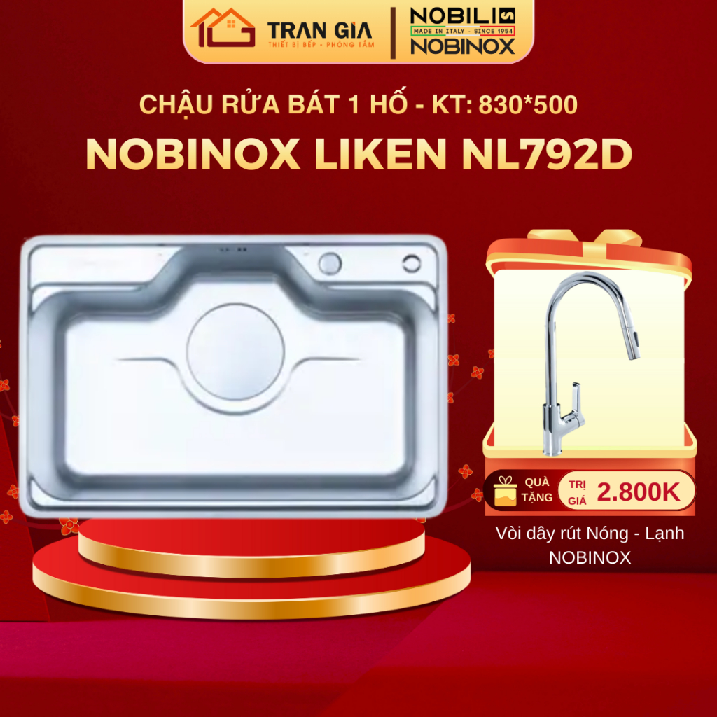 CHẬU RỬA BÁT NOBINOX LIKEN NL792D | CHẬU RỬA 1 HỐ | HÀNG CHÍNH HÃNG