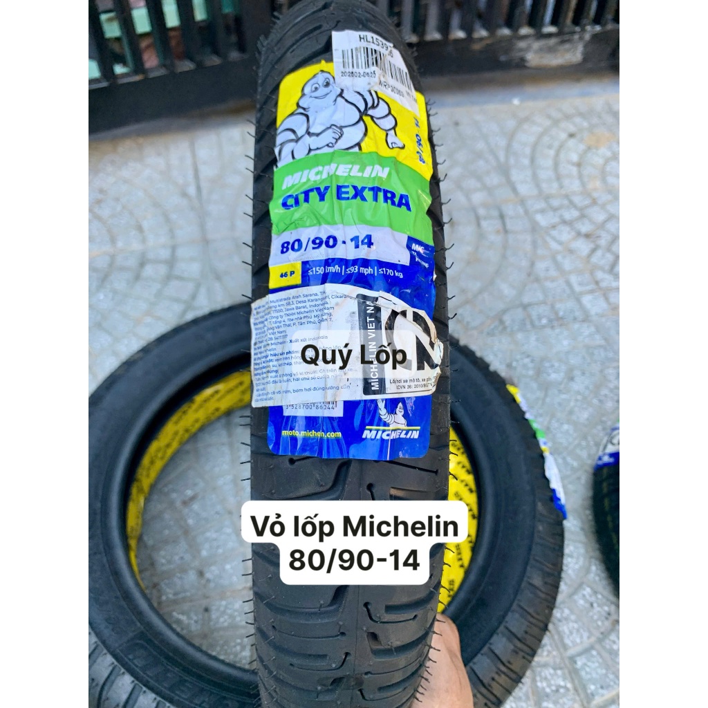 Vỏ lốp Michelin City Extra size 80/90-14 gắn cho AB, VARIO, VISION. Vỏ không ruột(săm)