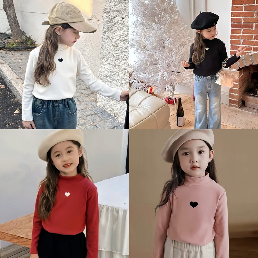 [LiA baby’s] L51 Áo giữ nhiệt cổ cao vải zjp hàn xịn cho bé gái (9-30kg)