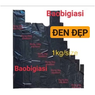 {1kg/size} Túi nilong đen bóng đẹp, dẻo, dai, túi xốp đen, túi hai quai đen không hôi dùng gói hàng, đựng rác