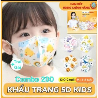  Combo 100 cái khẩu trang 5D em bé 0~8 tuổi họa tiết đủ màu 