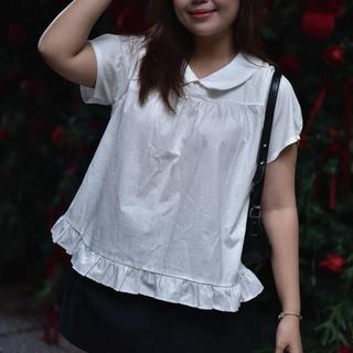   MỞ BÁN  Áo babydoll phối lai bèo bigsize 90kg dáng rộng tay ngắn tay phồng cổ sen - Miabigsize 