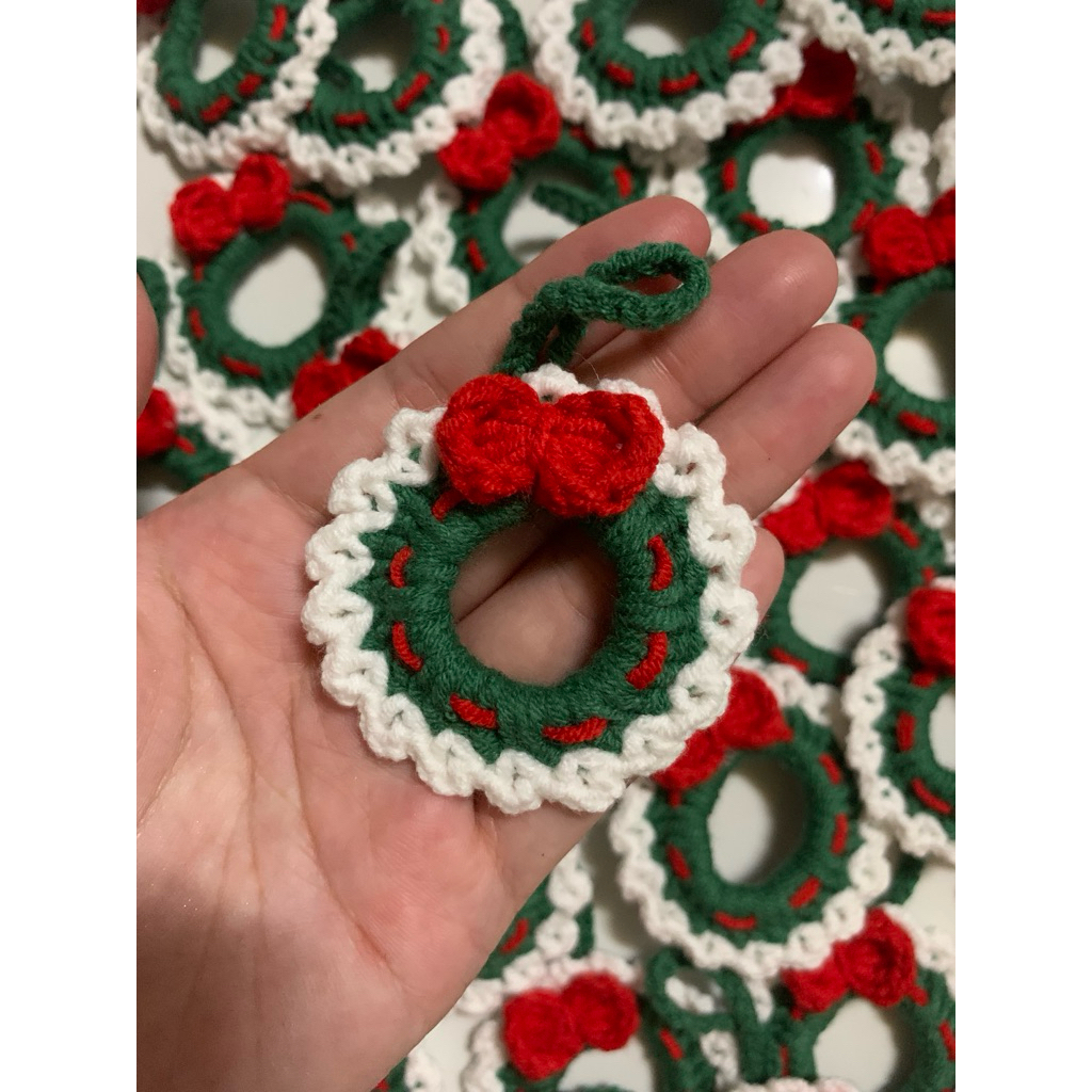 Vòng nguyệt quế noel len handmade