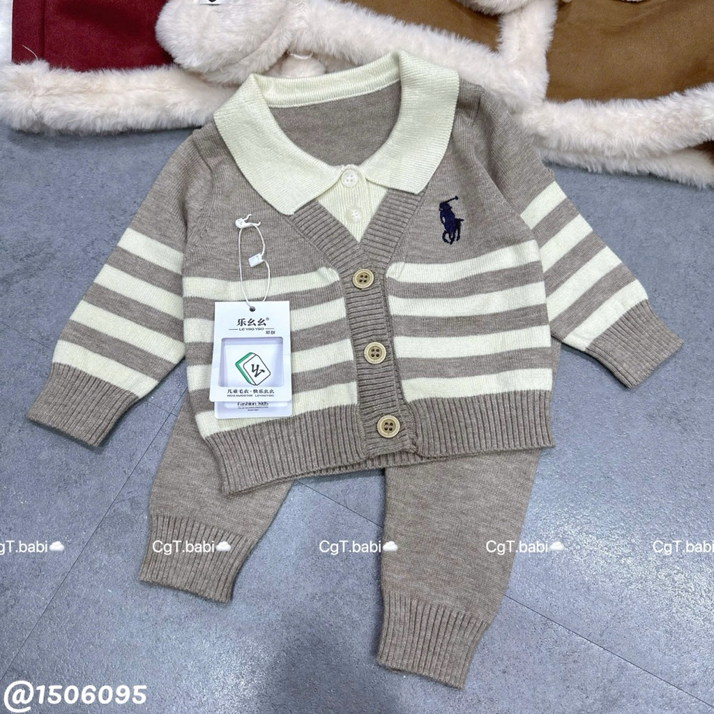 Set Bộ Quần Áo len cổ bẻ hàng Quảng Châu cao cấp cho bé trai 5-15kg