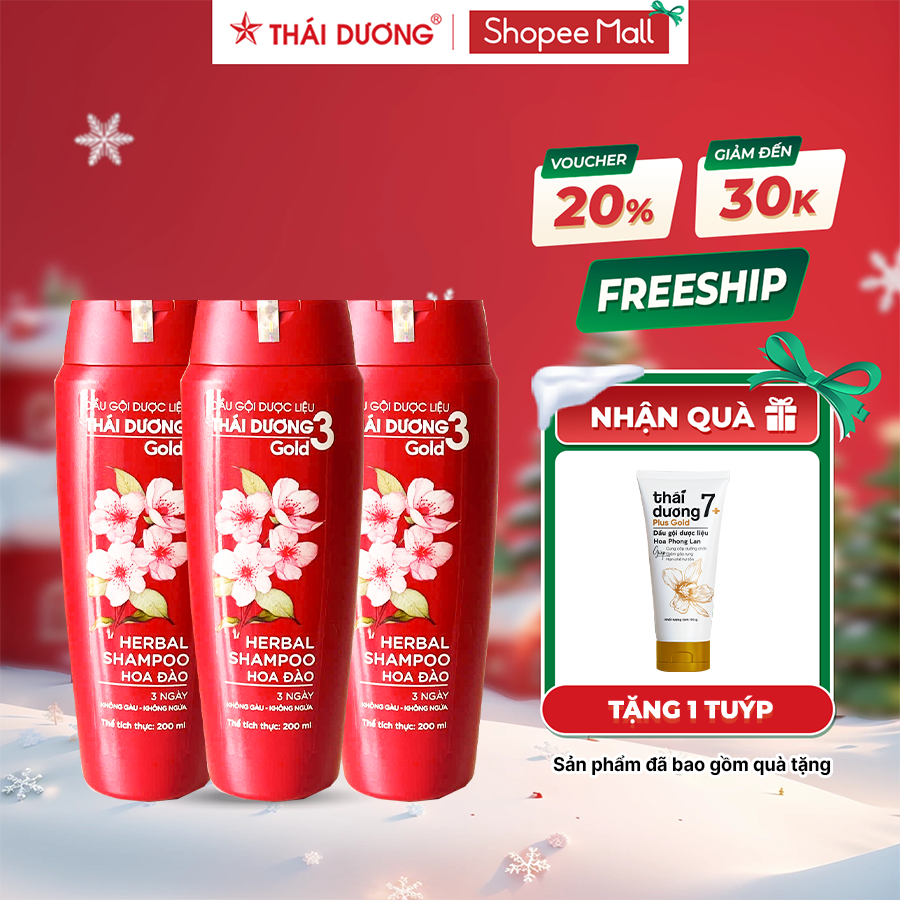 [Live] Combo 3 chai Dầu gội Thái Dương 3 (chai 200ml) tặng 1 Dầu gội Thái Dương 7 Plus Gold 50g