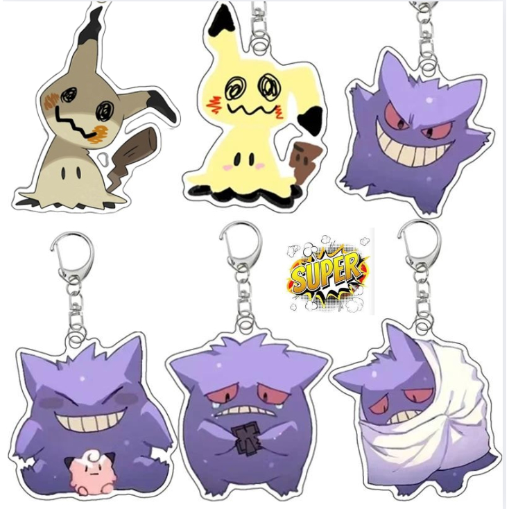 Móc khoá Pokemon Gengar Clefairy Mimikyu Self-Made Cartoon Acrylic Key Chain Backpack Accessories Pe