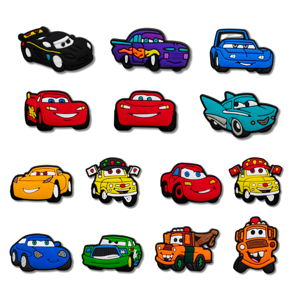 Set charm xe ô tô MCQUEEN gắn dép cross, Nút gắn jibbitz sticker hoạt hình nhựa PVC - CROSS TREND