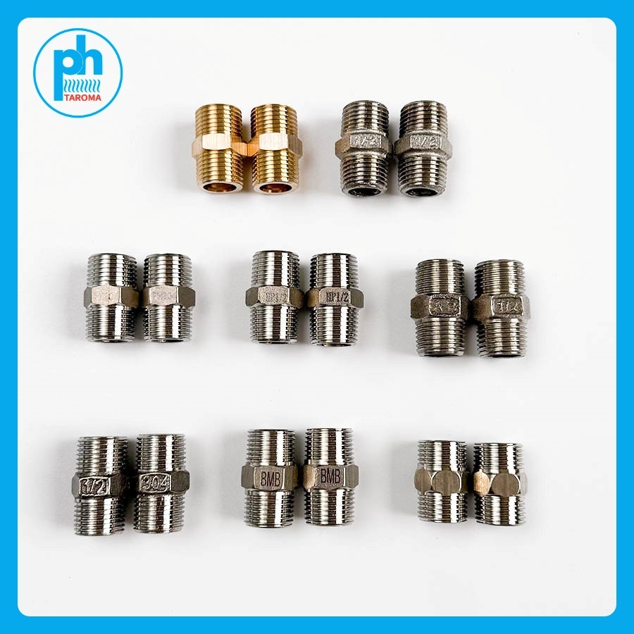 Kép ren ngoài ren 21, Nối hai đầu ren ngoài, Kép inox 21 (201/304) - Kép đồng 21