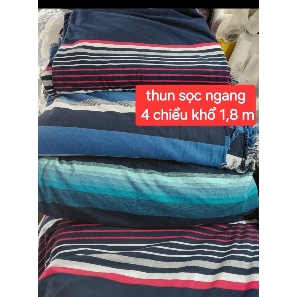 Vải thun cotton 100% (sọc ngang 4 chiều )