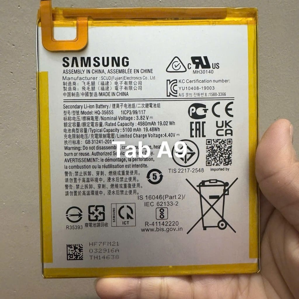 Pin samsung Tab A9 HQ3565S bảo hành lỗi đổi mới