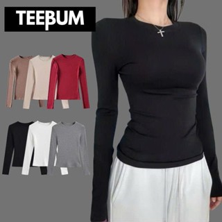  Áo Thun Tay Dài Cổ Tròn Trơn Basic Borip Lụa Mềm Mịn Dáng Dài Ôm Body Áo Tay Dài Nữ Giữ Nhiệt Siêu Co Giãn TEEBUM 