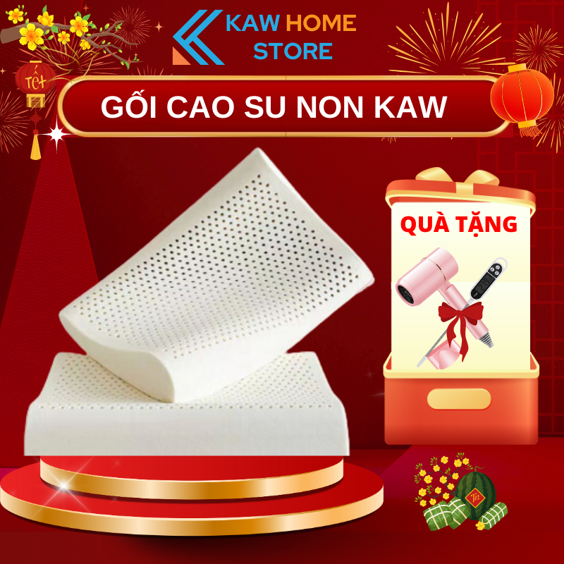 Gối Cao Su Non Cao Cấp KAW, Đàn Hồi Cao Mềm Mại Chống Đau Mỏi Vai Gáy Hỗ Trợ Giấc Ngủ