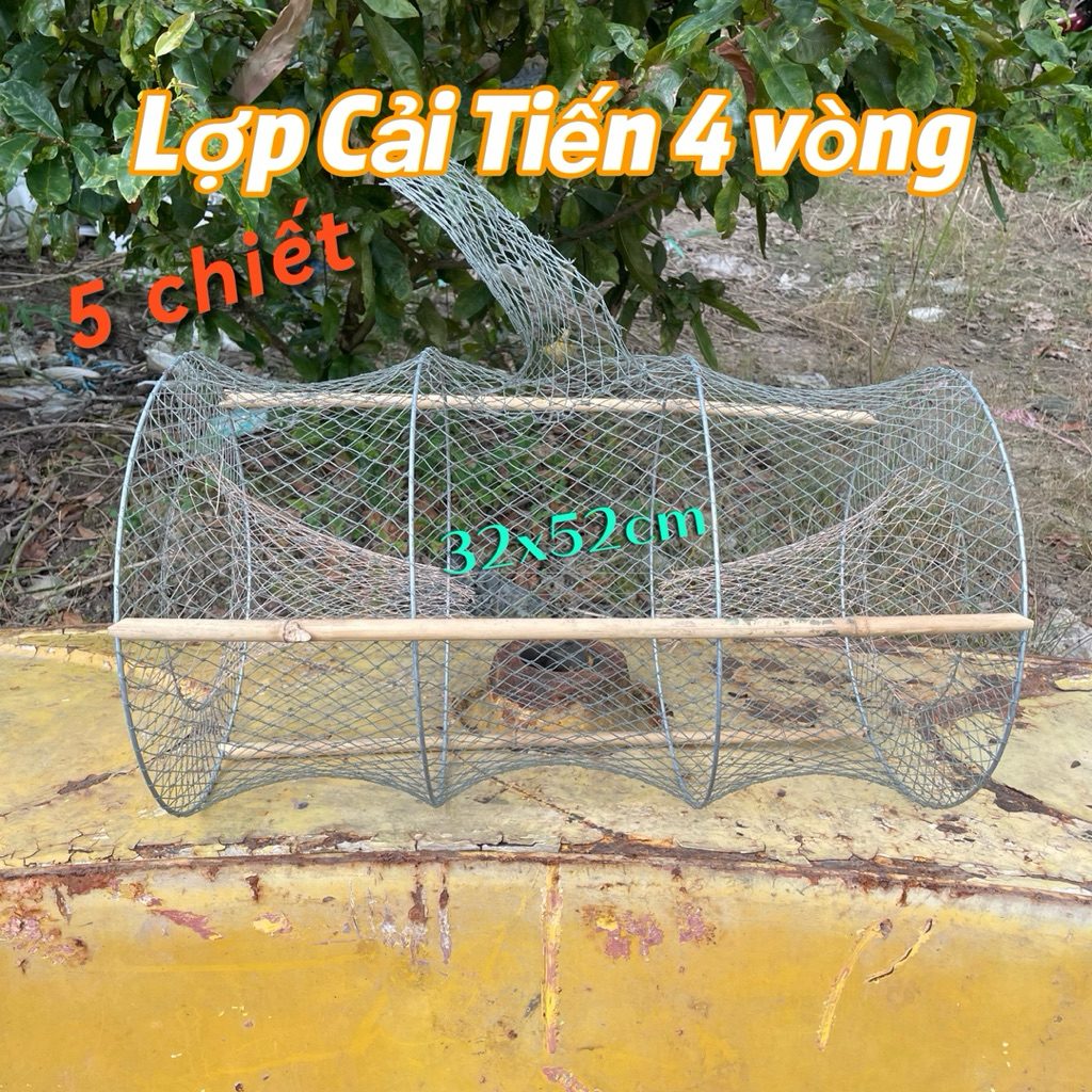 5 chiết Lờ cải tiến loại 4 vòng kẻm cỡ 32 x 52cm Có kèm sẳn cây chóng lờ Fishing Bắt Cá Lờ Cá Lóc