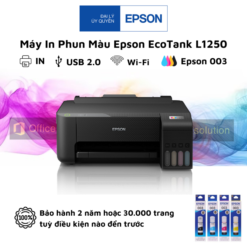 Máy in phun màu Epson EcoTank L1250 - In qua thiết bị di động và WiFi - Hàng Chính Hãng