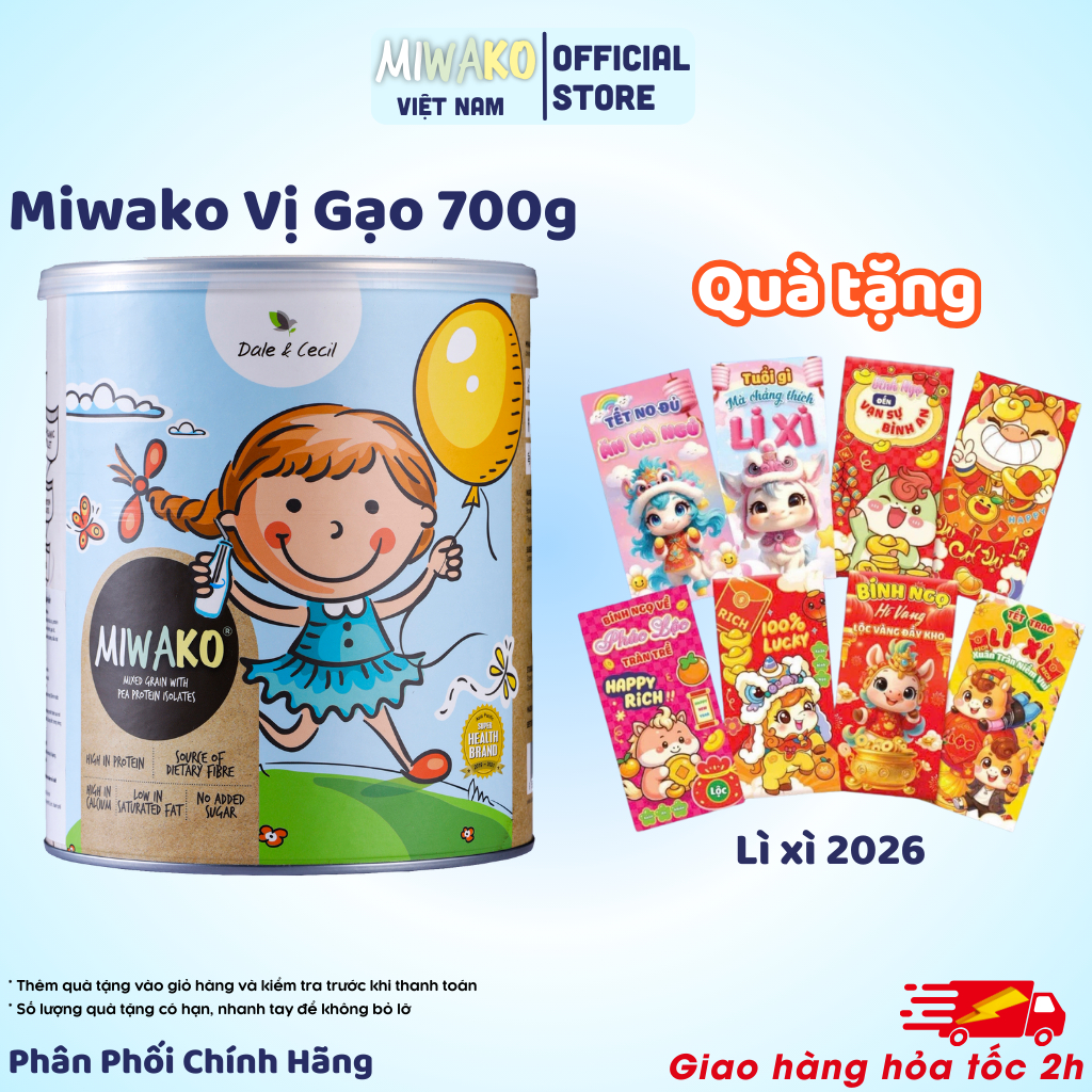 Sữa Công Thức Hạt Thực Vật Hữu Cơ MIWAKO Vị Gạo Hộp 700g - Miwako Việt Nam