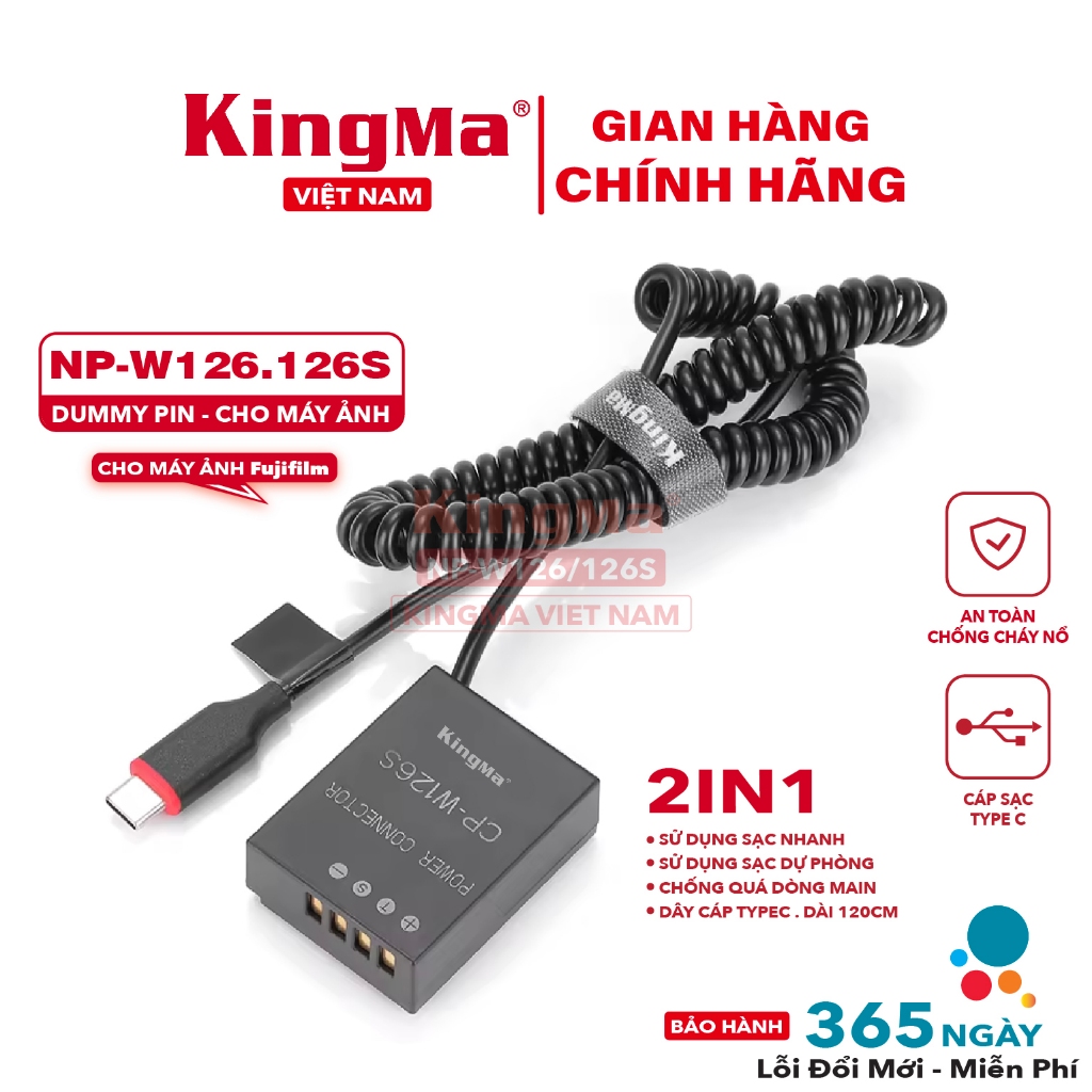 Dummy Pin NP-W126/126S Chính Hãng KINGMA. For FUJIFILM W126/126S ( Bảo Hành 12 Tháng)