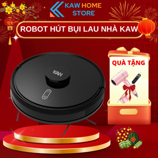Robot Hút Bụi Lau Nhà KAW Lực Hút 3200Pa, Diện Tích Làm Sạch 200m2,  Kết Nối Điện Thoại, BH 5 Năm