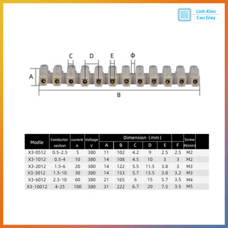 Domino đấu dây 2 hàng 12 vị trí X3-2012